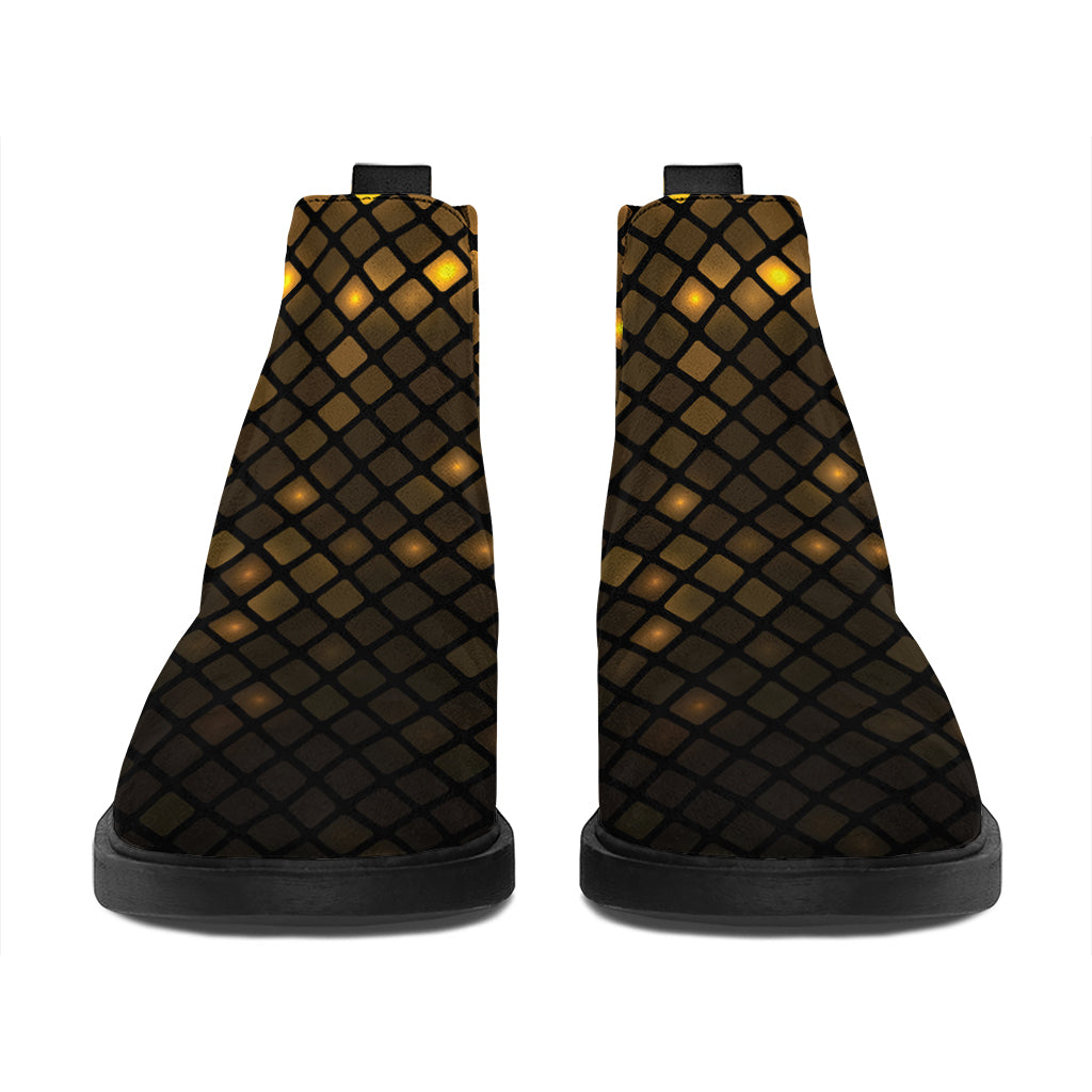Gold Disco Lights Pattern Print Flat Ankle Boots
