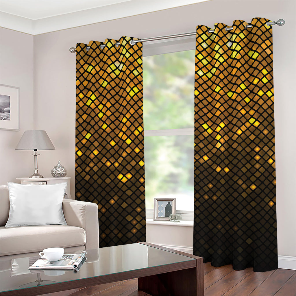 Gold Disco Lights Pattern Print Grommet Curtains