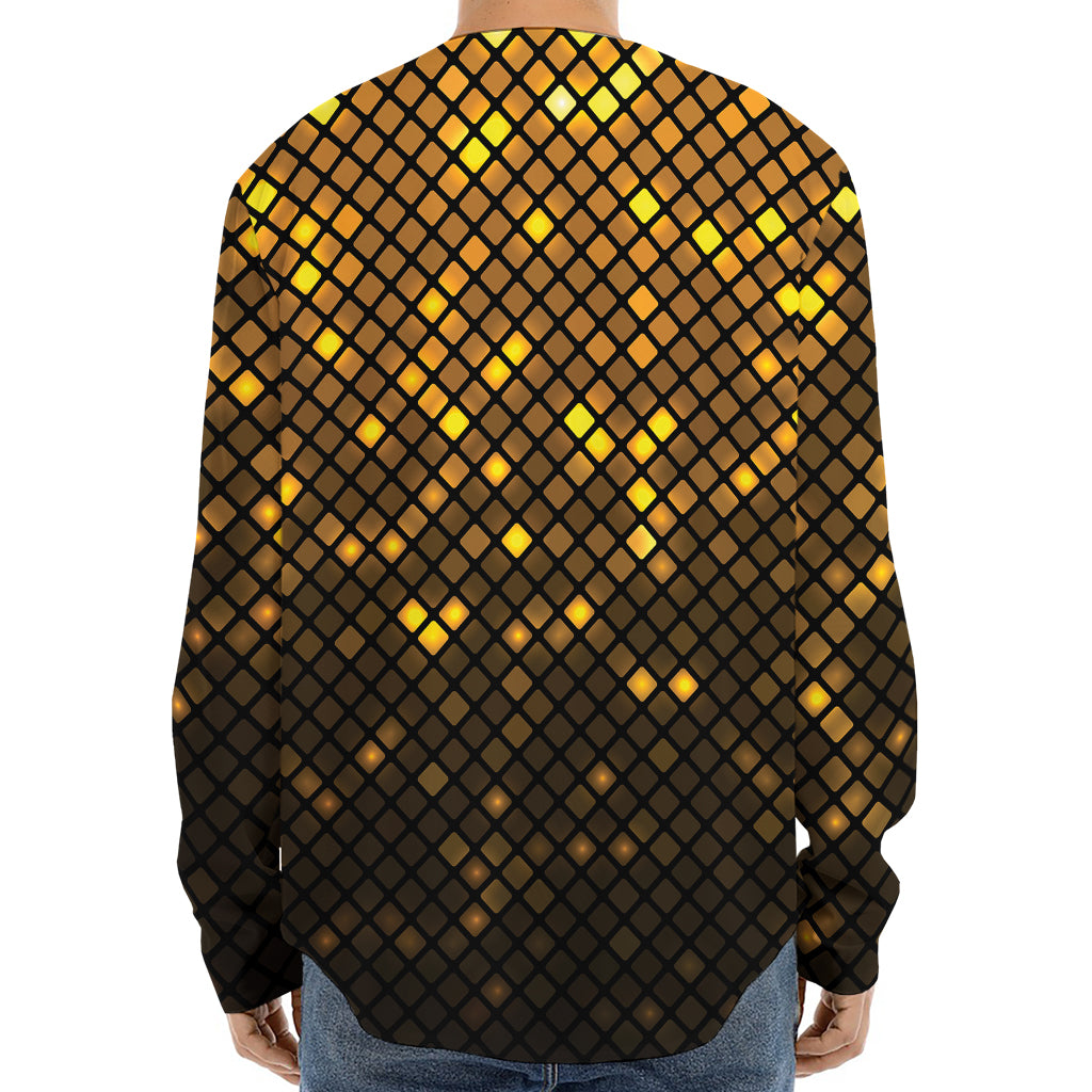 Gold Disco Lights Pattern Print Long Sleeve Baseball Jersey