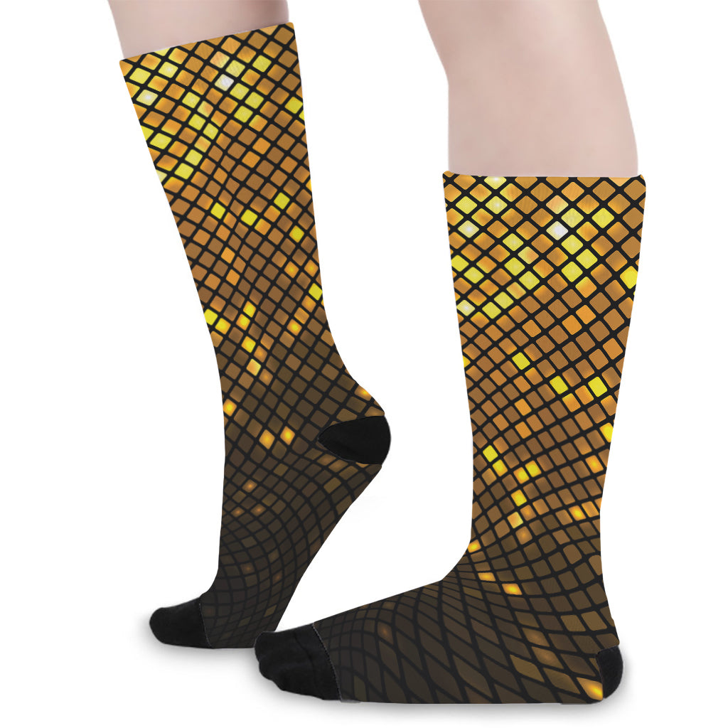 Gold Disco Lights Pattern Print Long Socks