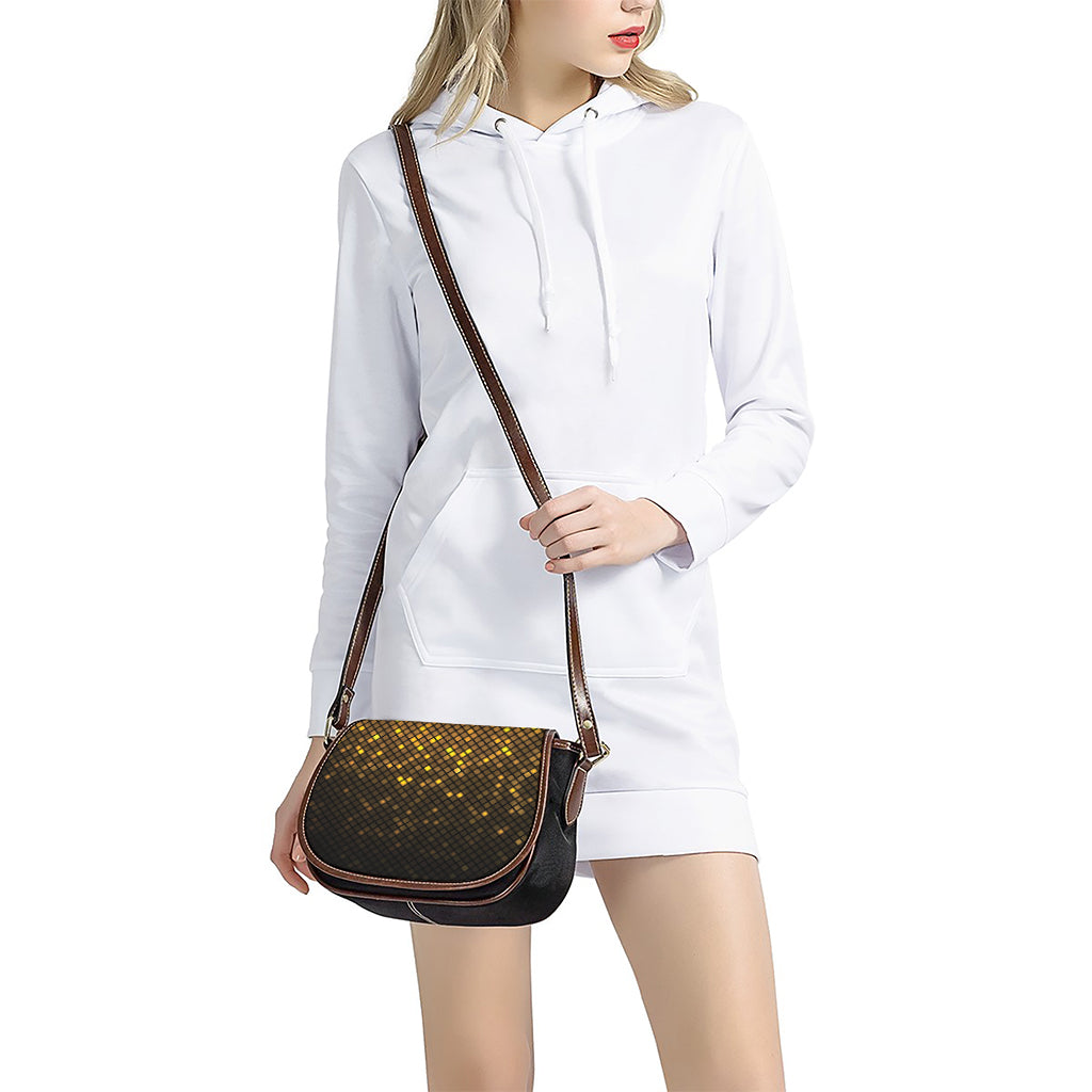 Gold Disco Lights Pattern Print Saddle Bag