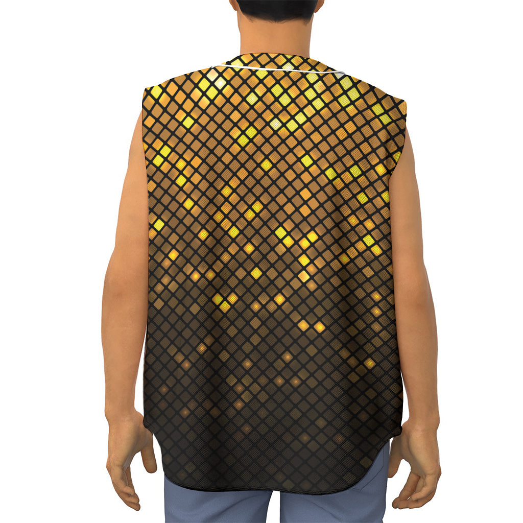 Gold Disco Lights Pattern Print Sleeveless Baseball Jersey