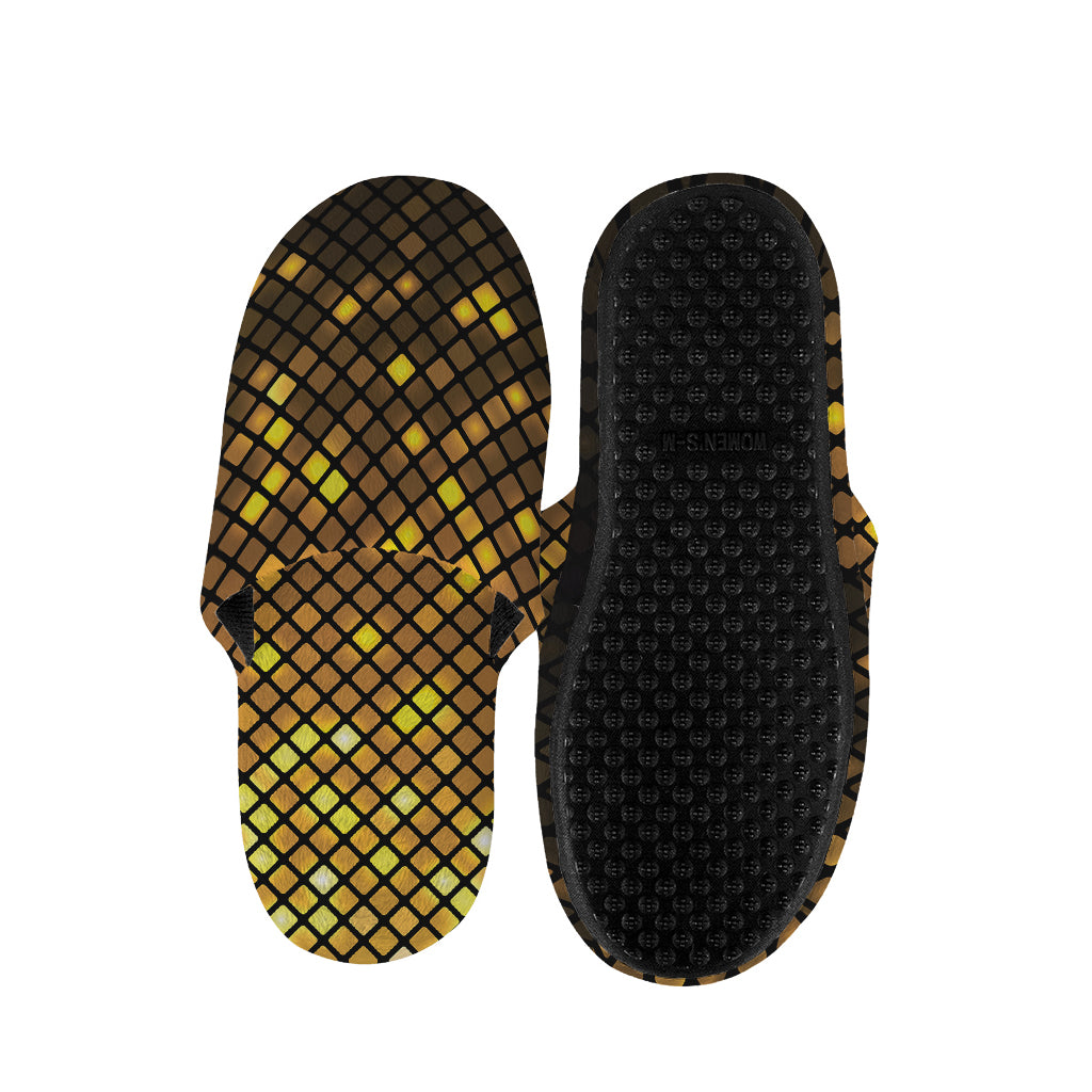 Gold Disco Lights Pattern Print Slippers