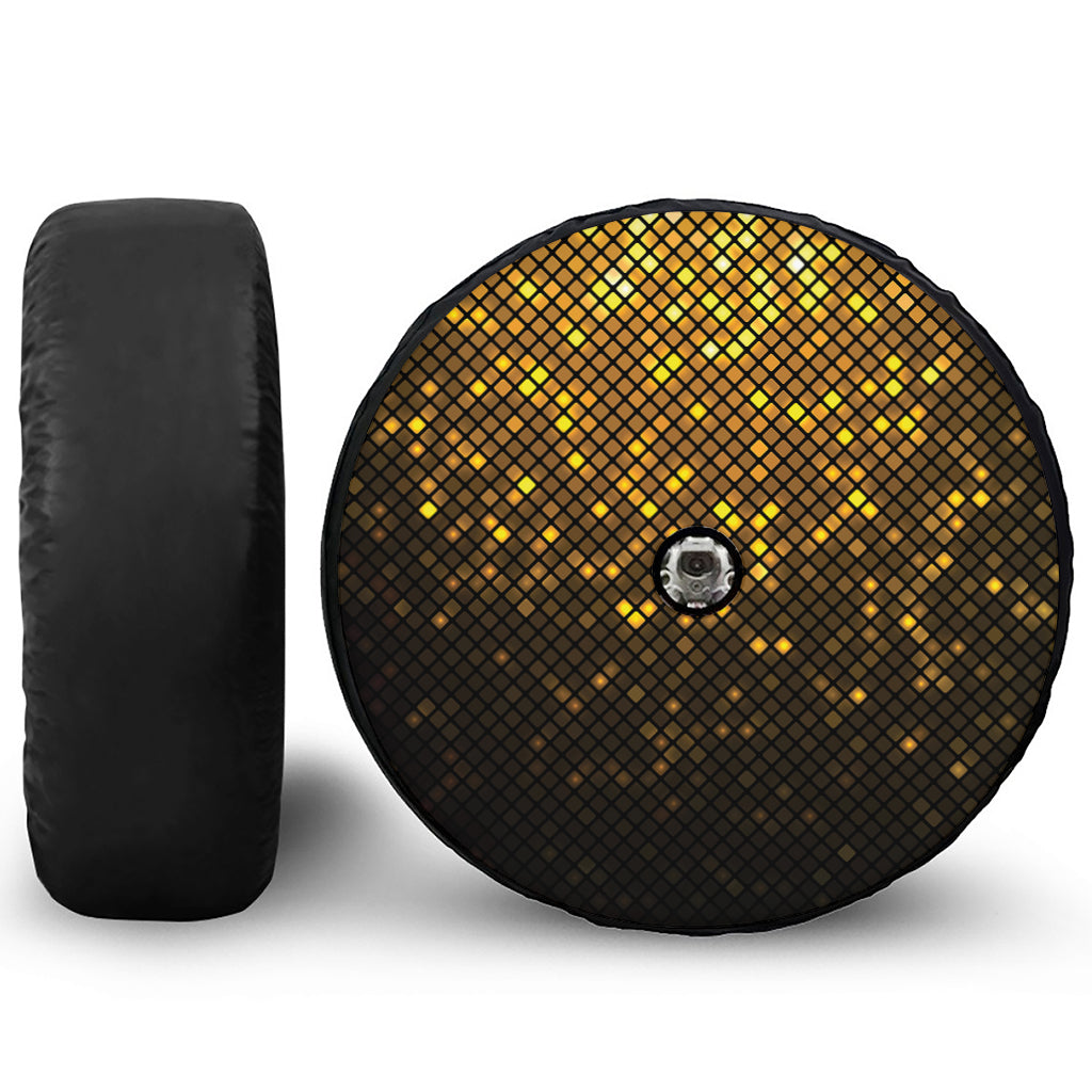 Gold Disco Lights Pattern Print Tire Cover With Camera Hole