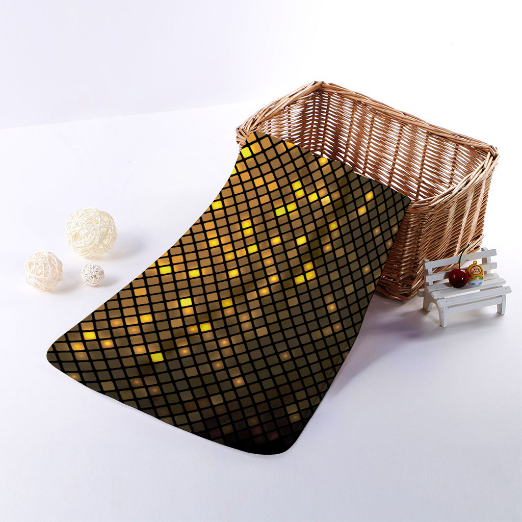Gold Disco Lights Pattern Print Towel
