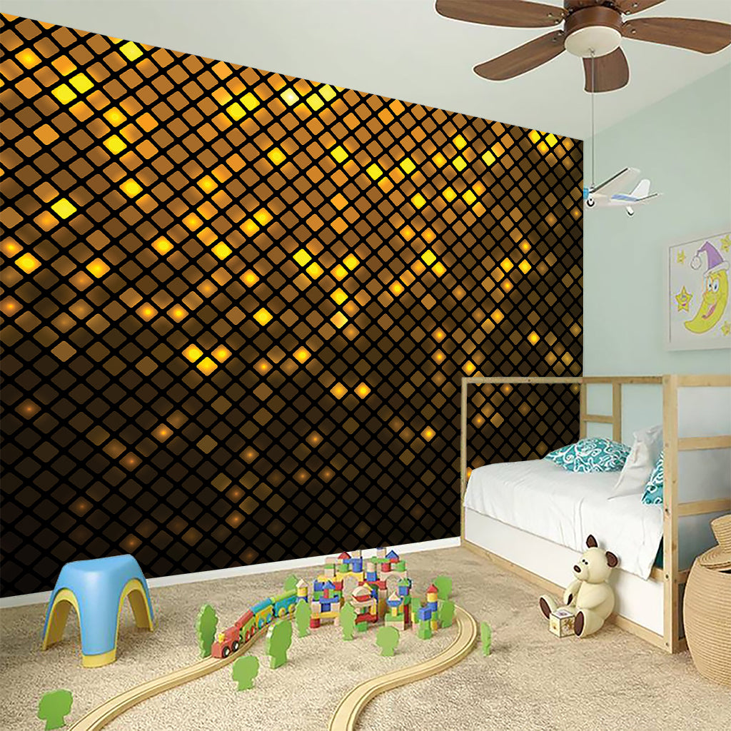 Gold Disco Lights Pattern Print Wall Sticker