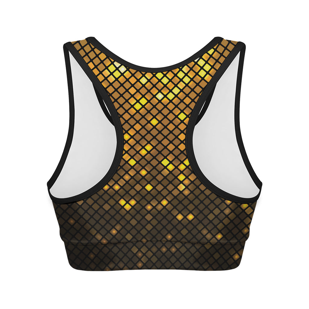 Gold Disco Lights Pattern Print Women's Sports Bra