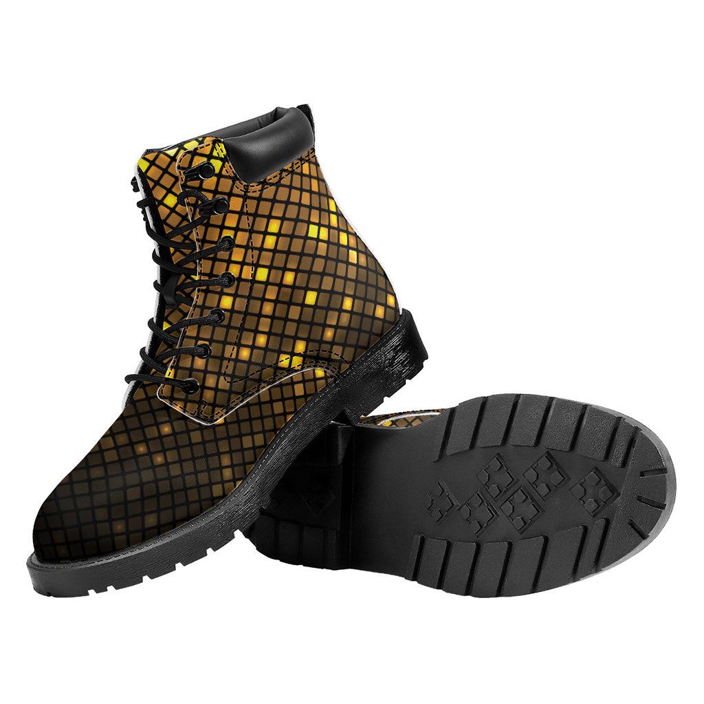 Gold Disco Lights Pattern Print Work Boots
