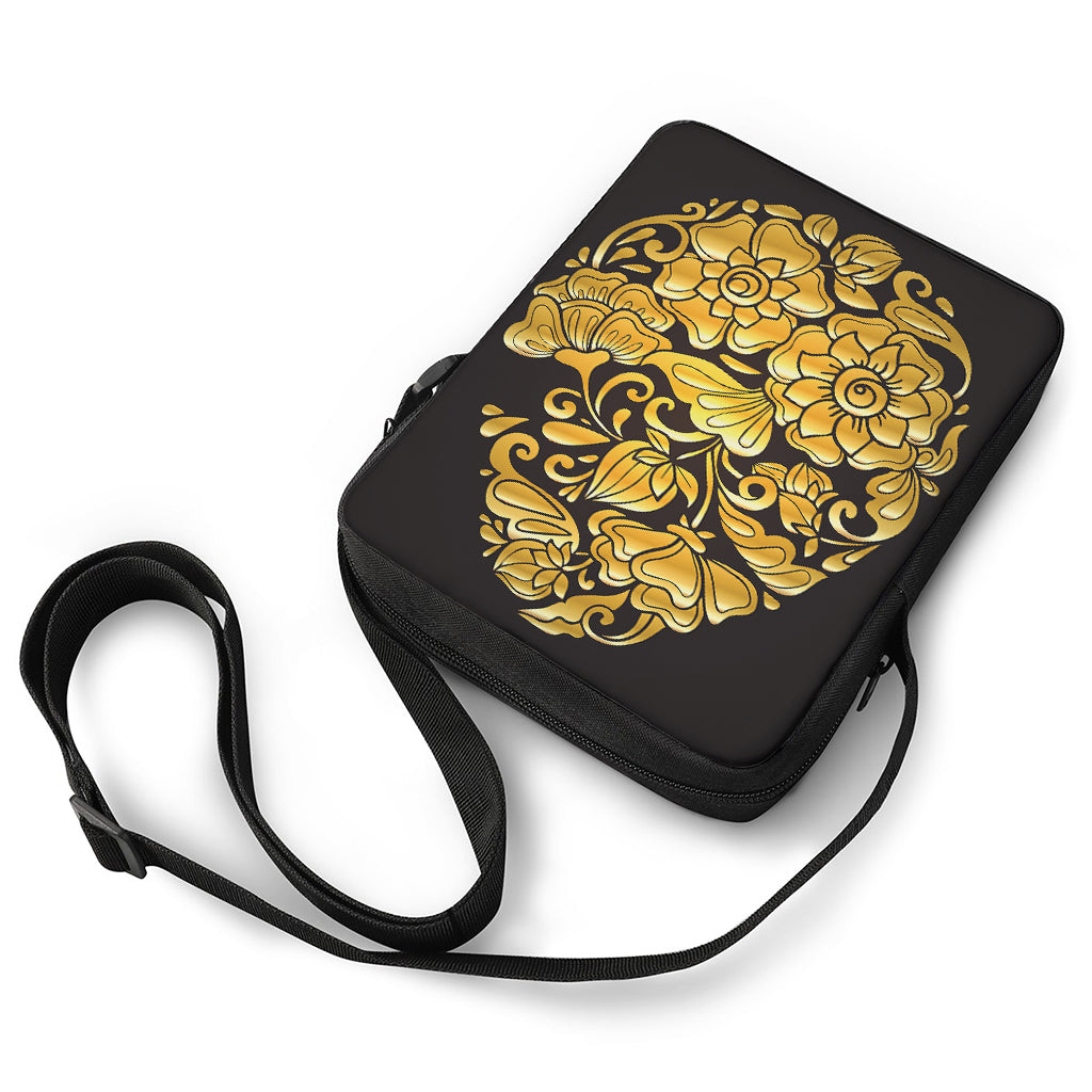 Gold Easter Egg Print Rectangular Crossbody Bag