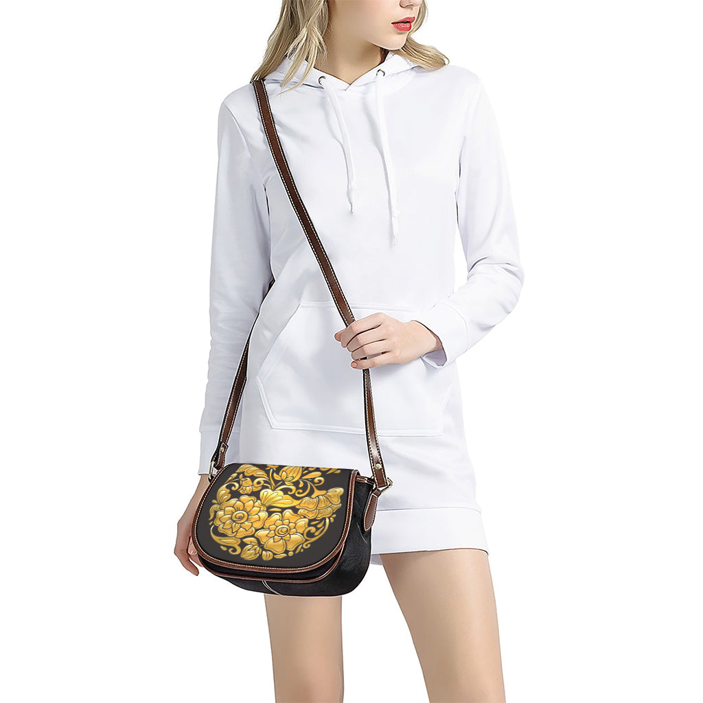 Gold Easter Egg Print Saddle Bag