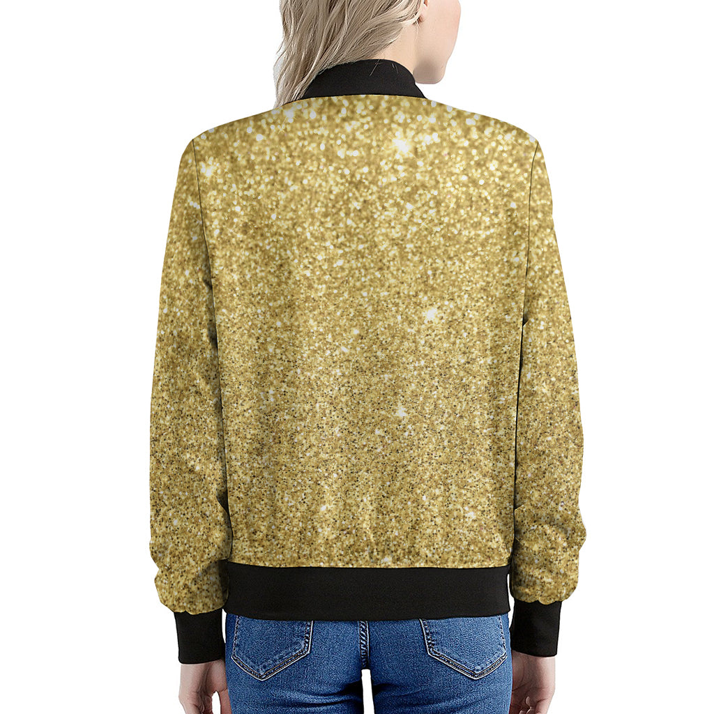 Gold Glitter Artwork Print (NOT Real Glitter) Women's Bomber Jacket