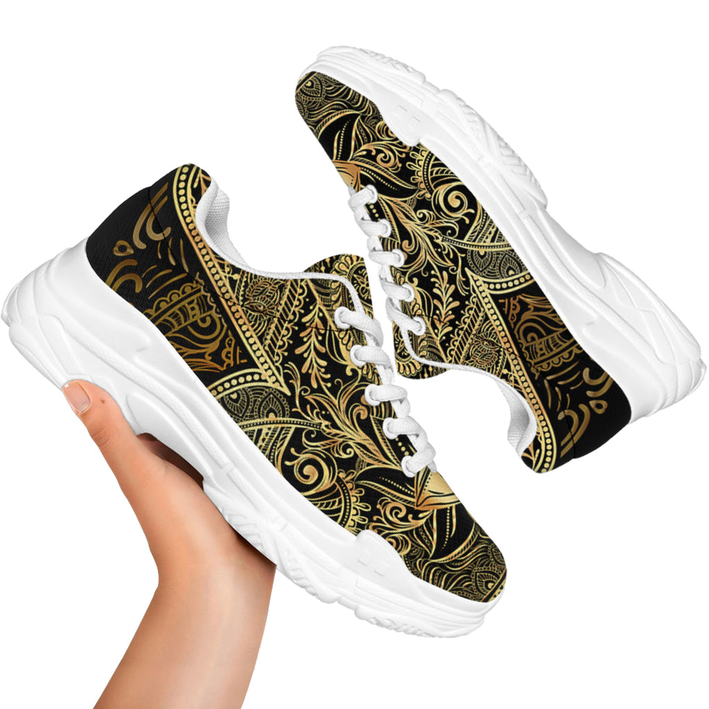 Gold Hamsa Hand Print White Chunky Shoes