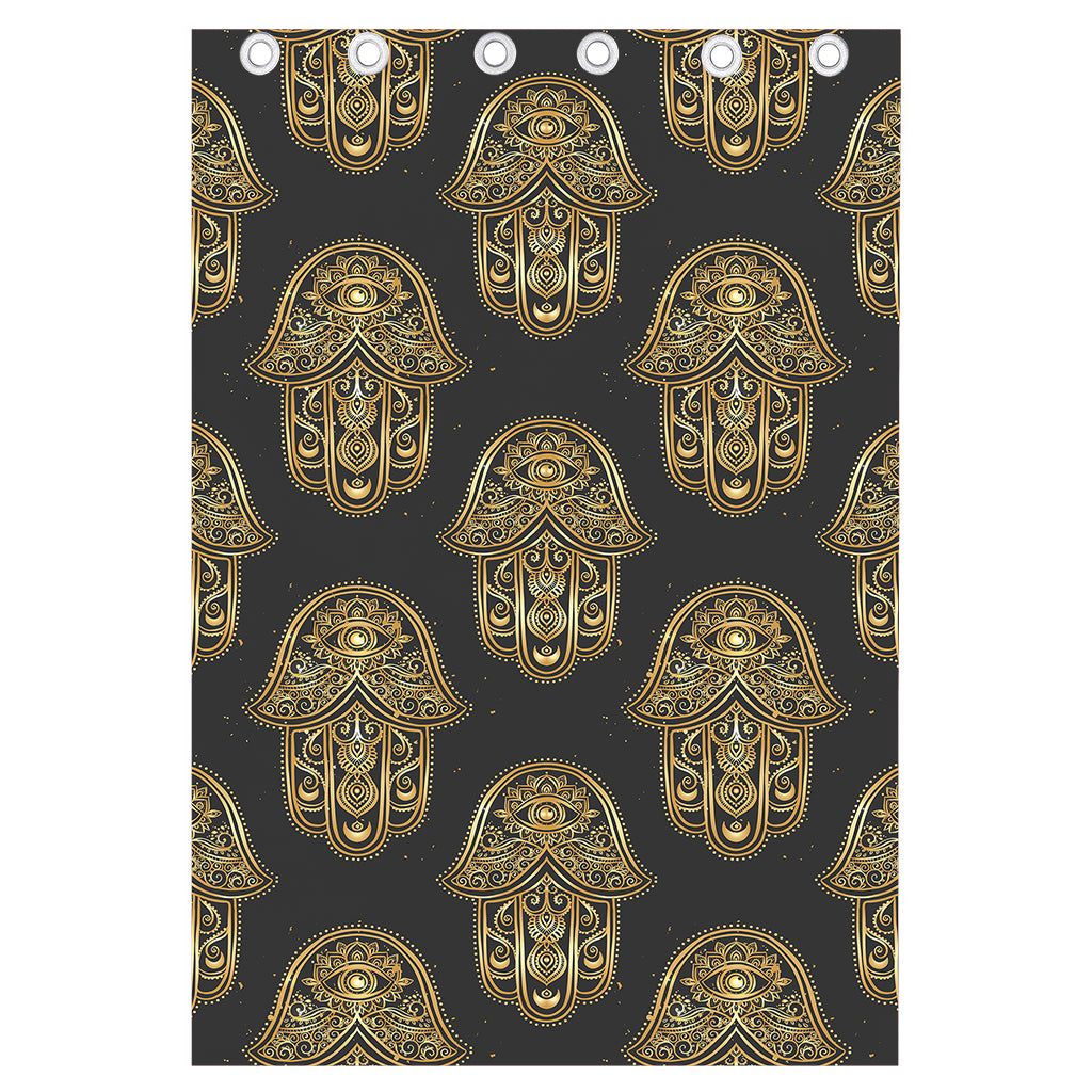 Gold Hamsa Pattern Print Curtain