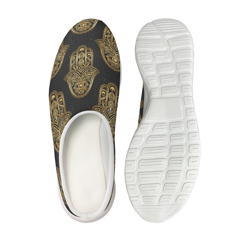 Gold Hamsa Pattern Print Mesh Casual Shoes