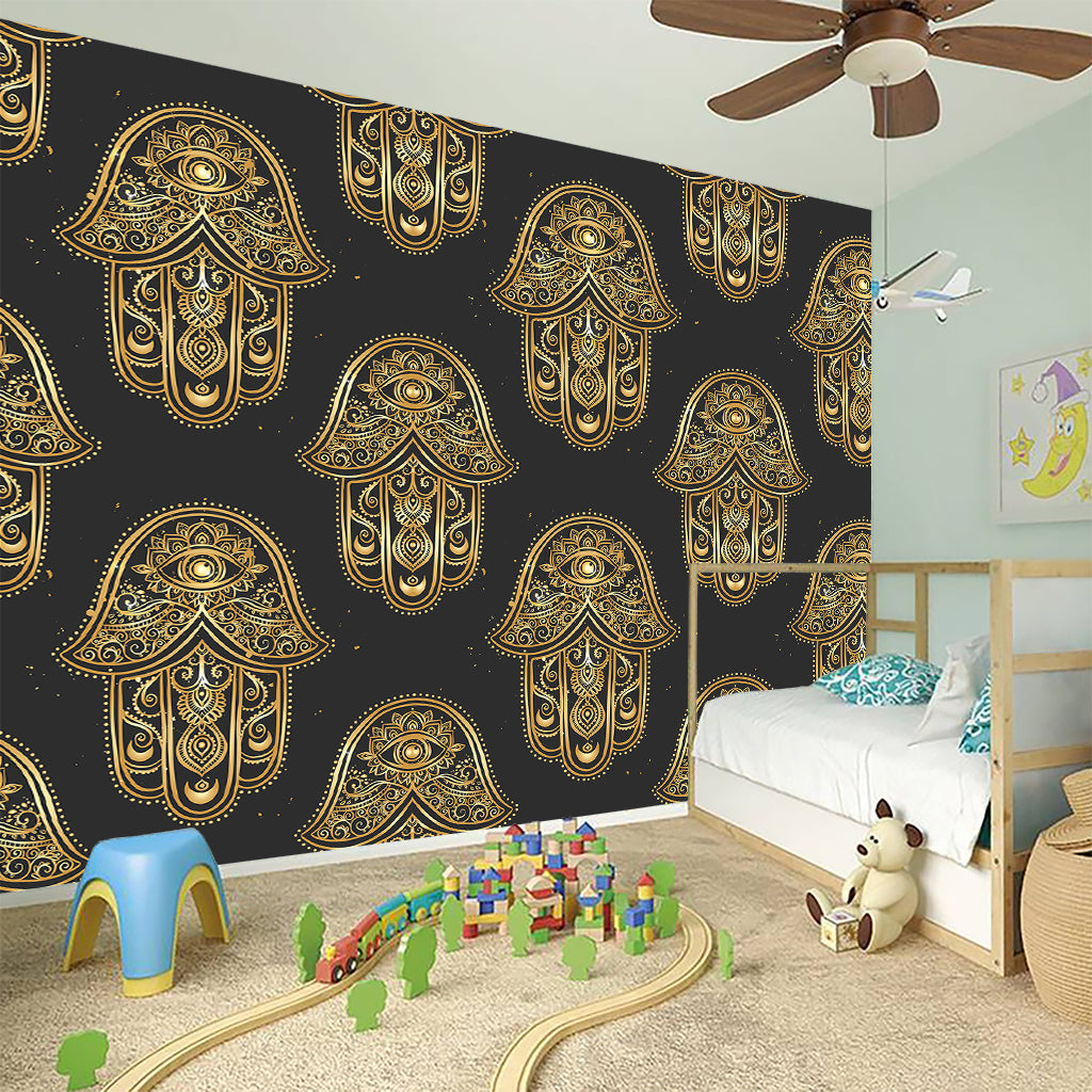Gold Hamsa Pattern Print Wall Sticker