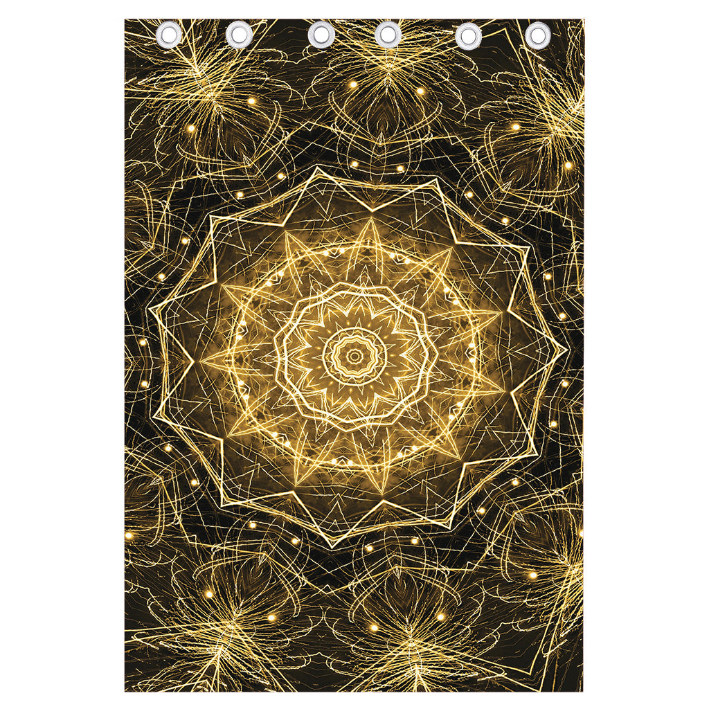 Gold Kaleidoscope Print Curtain