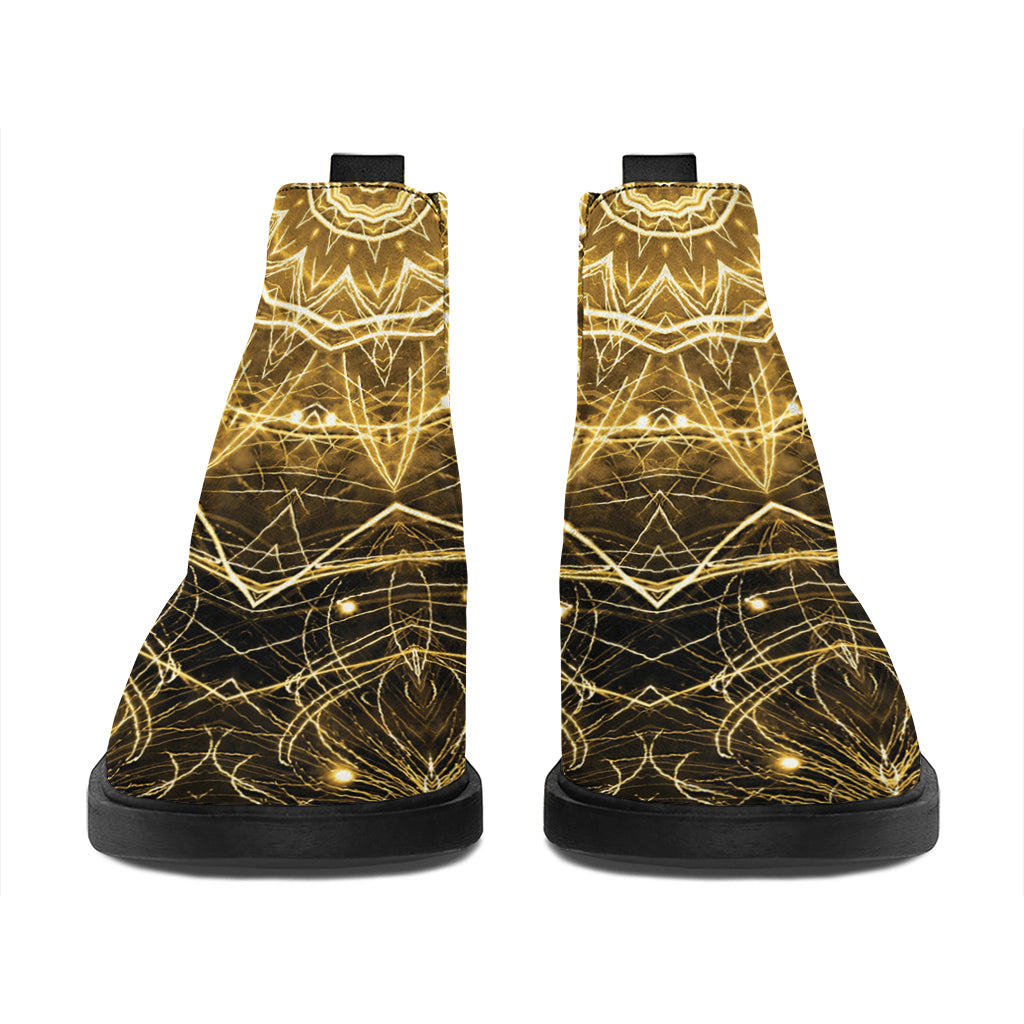 Gold Kaleidoscope Print Flat Ankle Boots