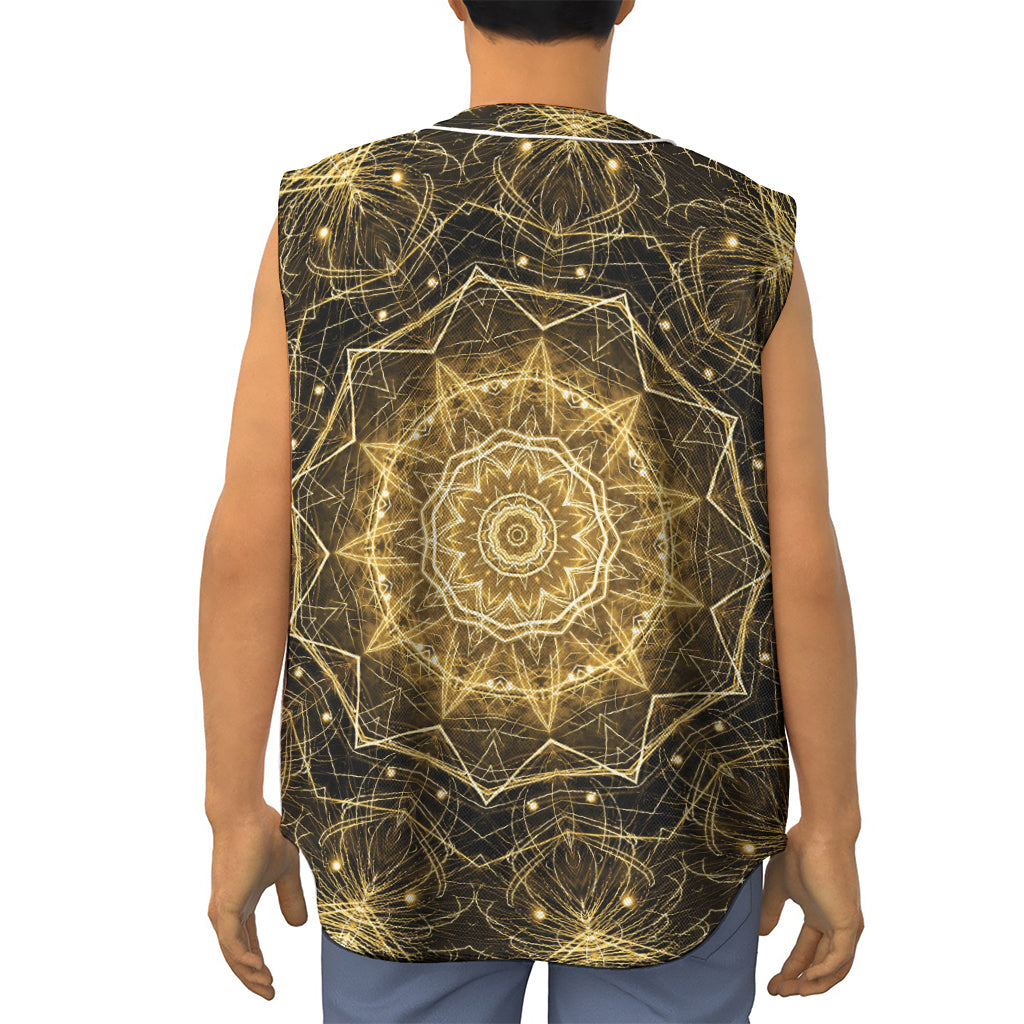 Gold Kaleidoscope Print Sleeveless Baseball Jersey