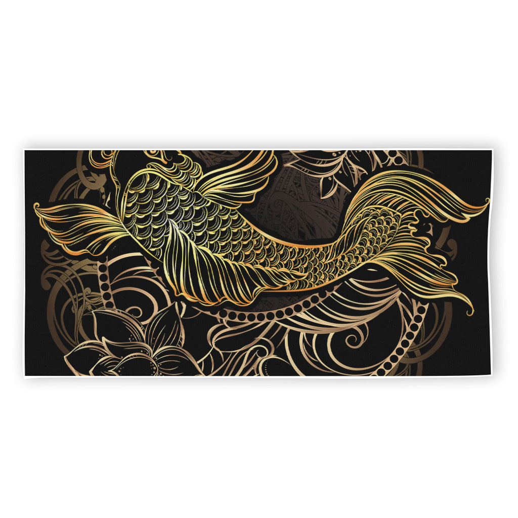 Gold Koi Carp Fish Print Beach Towel