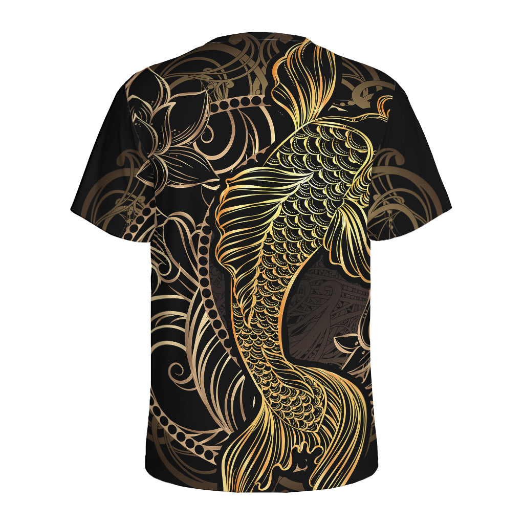 Gold Koi Carp Fish Print Men's Sports T-Shirt