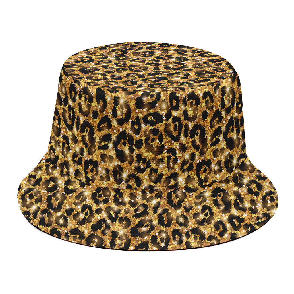 Gold Leopard (NOT Real) Glitter Print Bucket Hat