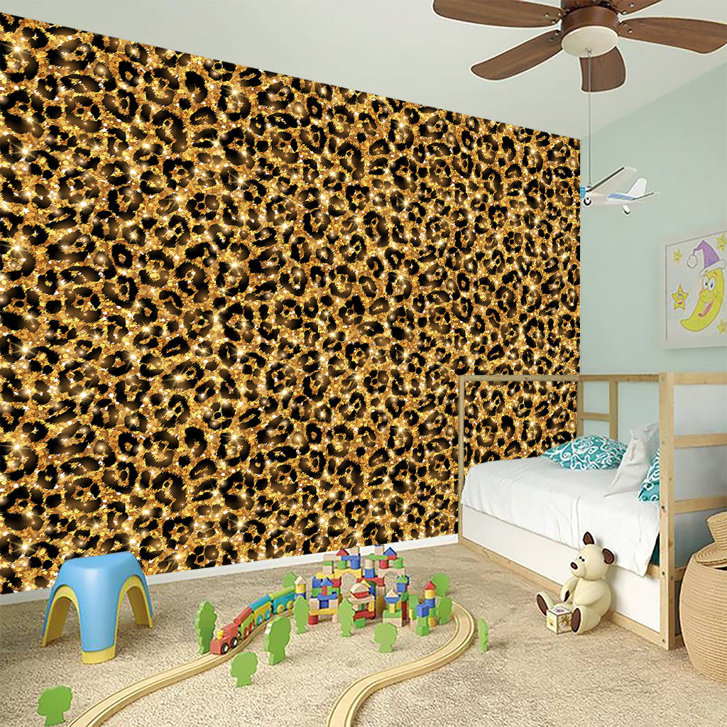 Gold Leopard (NOT Real) Glitter Print Wall Sticker