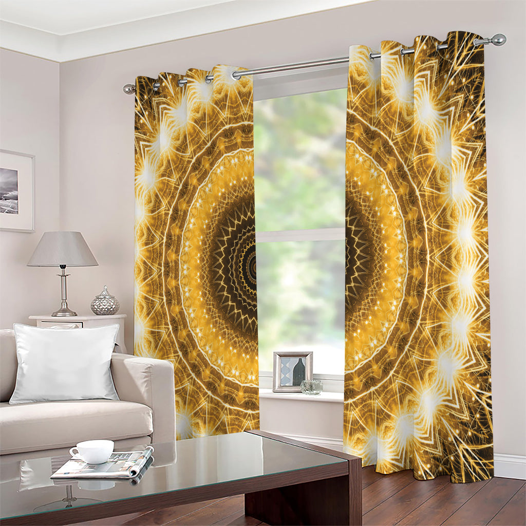 Gold Lights Kaleidoscope Print Extra Wide Grommet Curtains