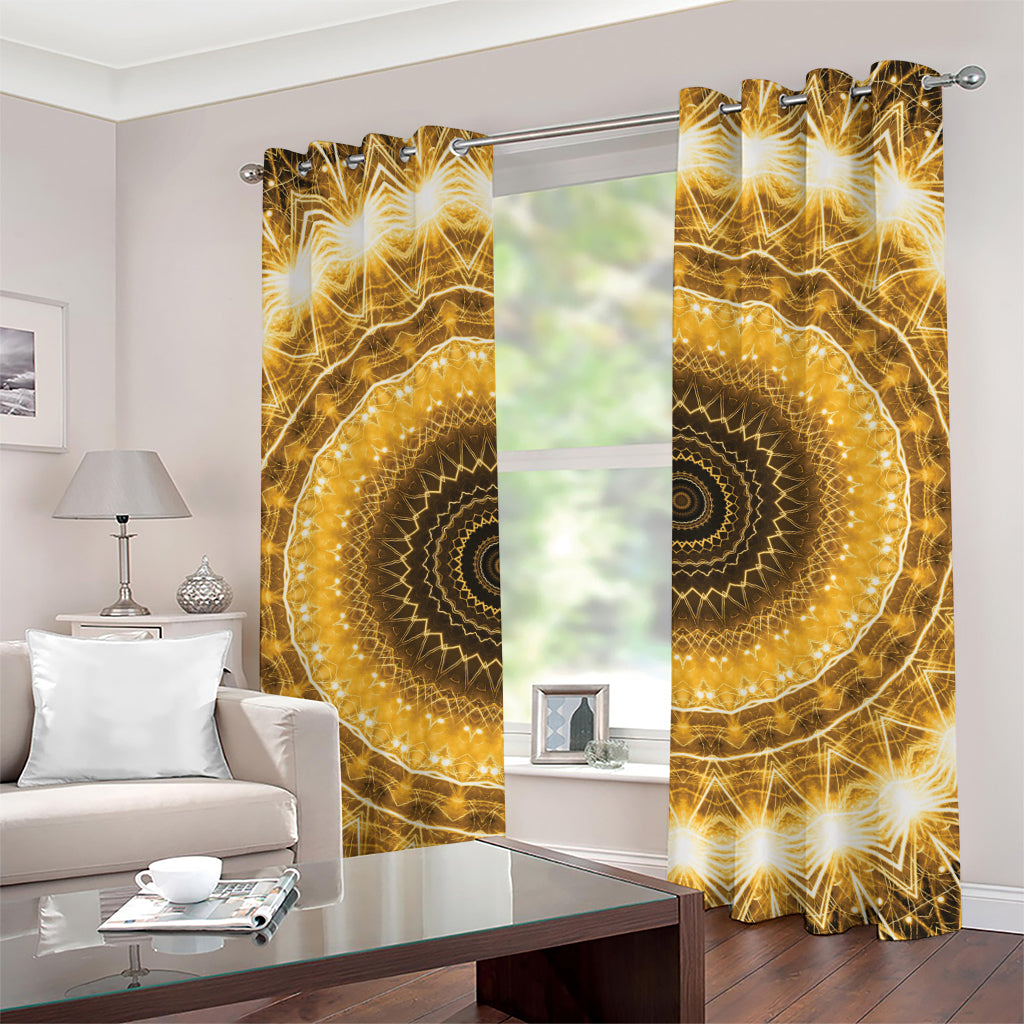 Gold Lights Kaleidoscope Print Grommet Curtains