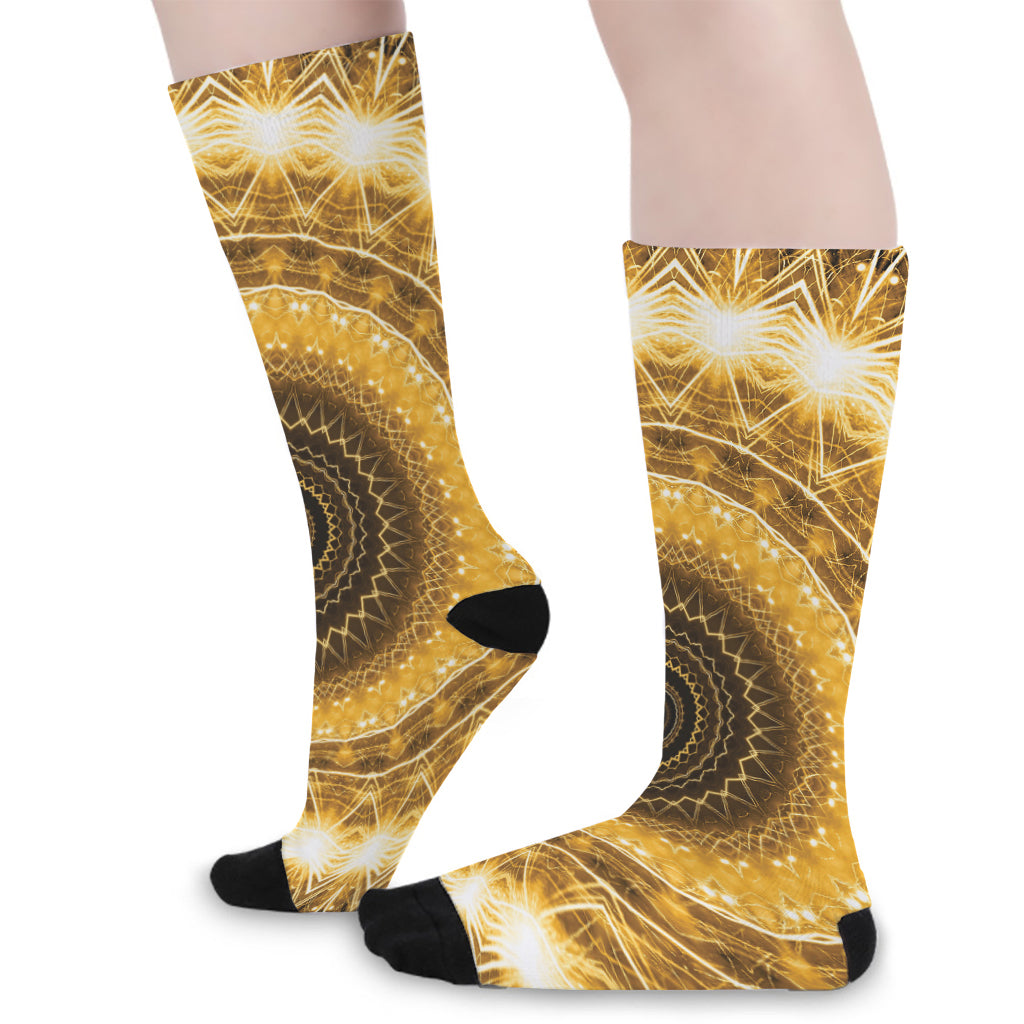 Gold Lights Kaleidoscope Print Long Socks