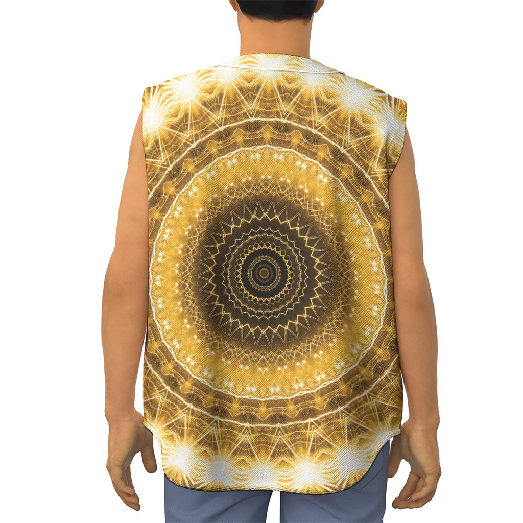 Gold Lights Kaleidoscope Print Sleeveless Baseball Jersey