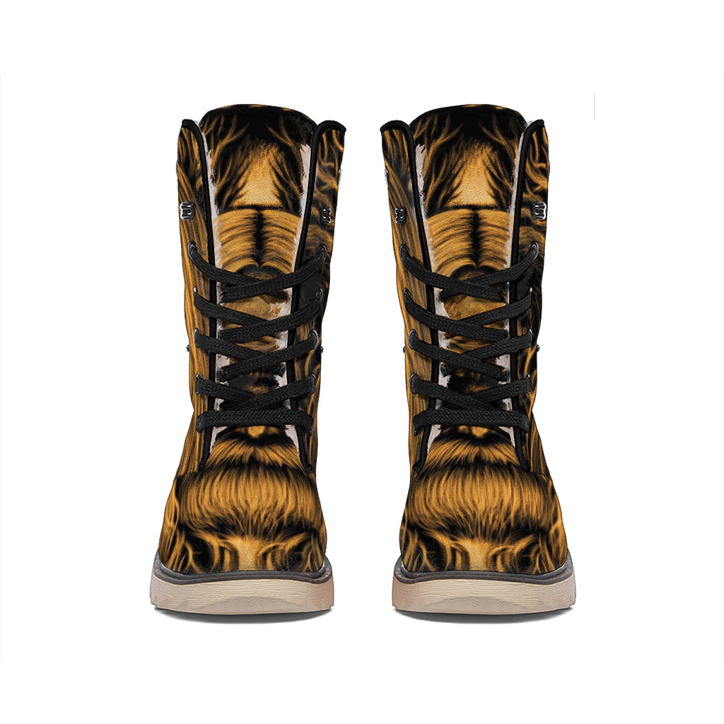 Gold Odin With Huginn And Muninn Print Winter Boots