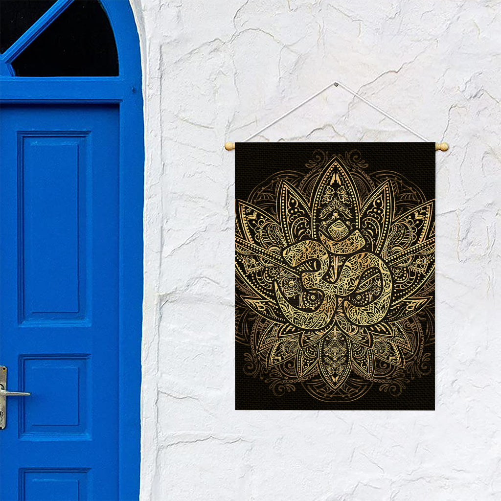 Gold Om Lotus Print Garden Flag