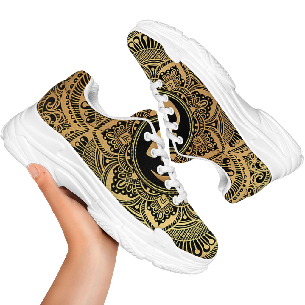 Gold Om Mandala Print White Chunky Shoes