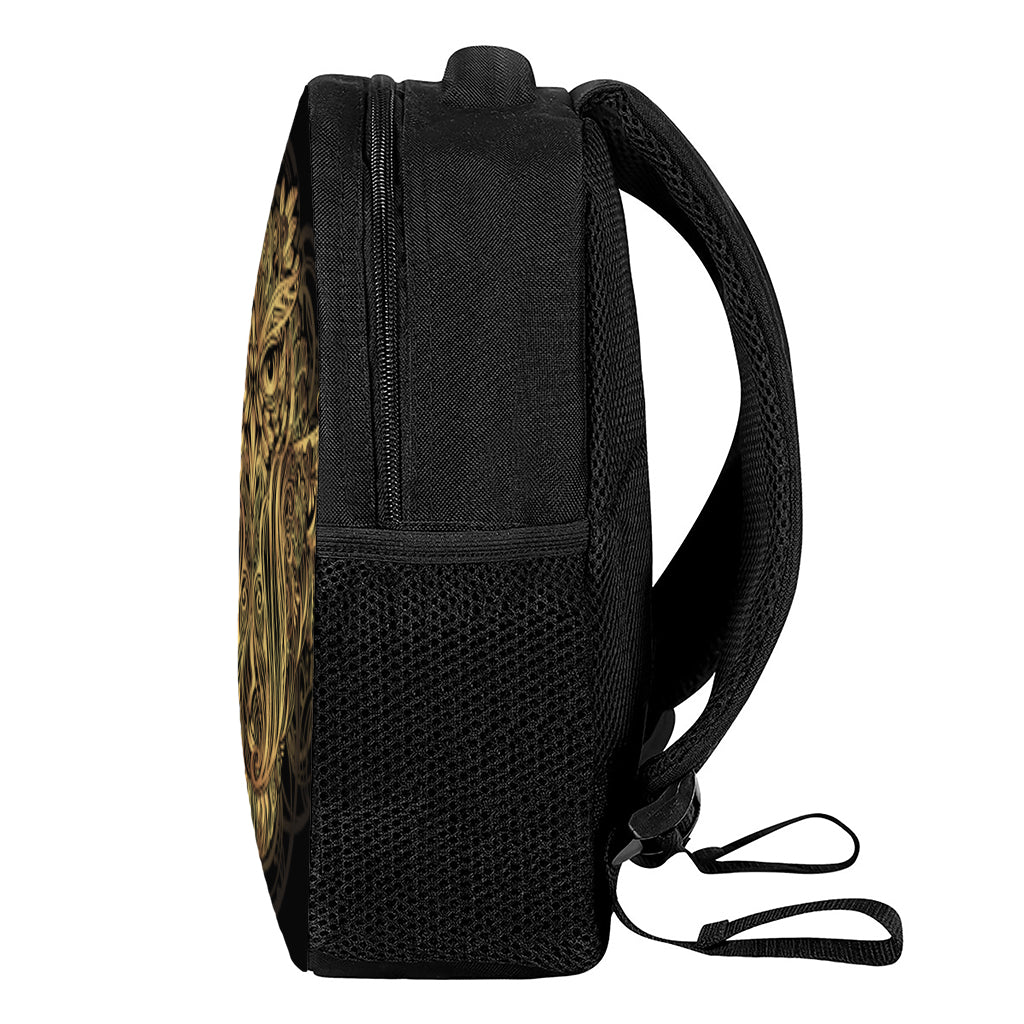 Gold Owl Spirit Print Casual Backpack