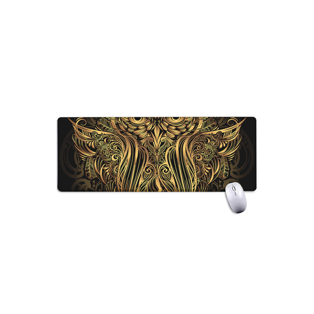 Gold Owl Spirit Print Extended Mouse Pad