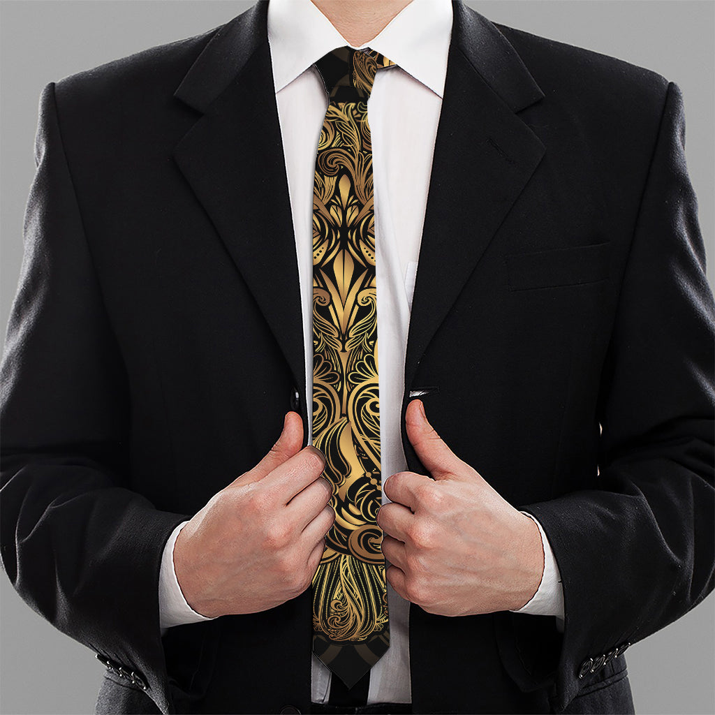 Gold Owl Spirit Print Necktie