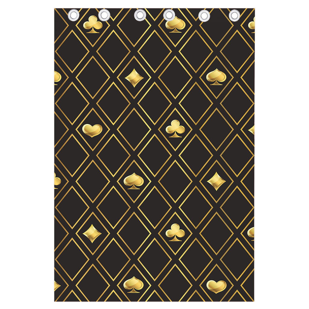 Gold Playing Card Suits Pattern Print Curtain