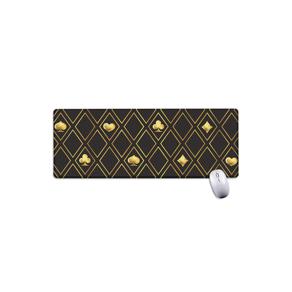 Gold Playing Card Suits Pattern Print Extended Mouse Pad