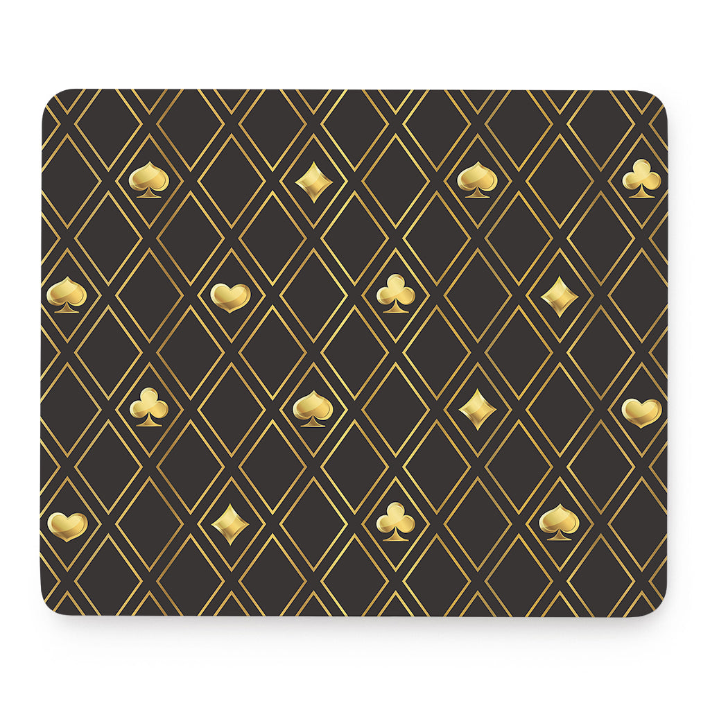 Gold Playing Card Suits Pattern Print Mouse Pad
