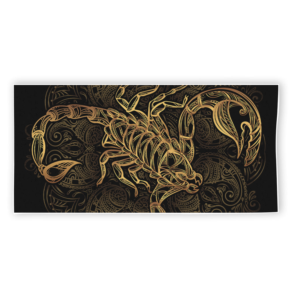 Gold Scorpio Print Beach Towel