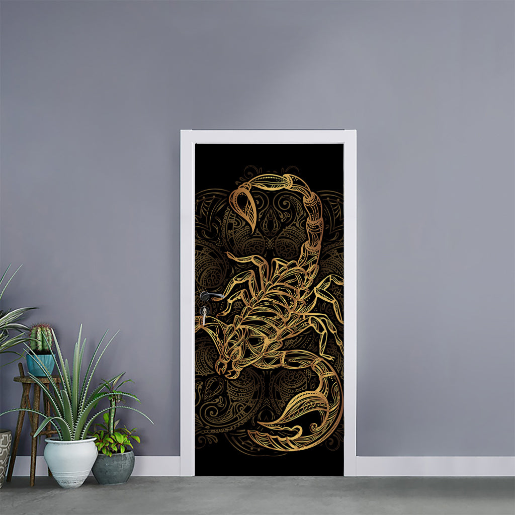 Gold Scorpio Print Door Sticker