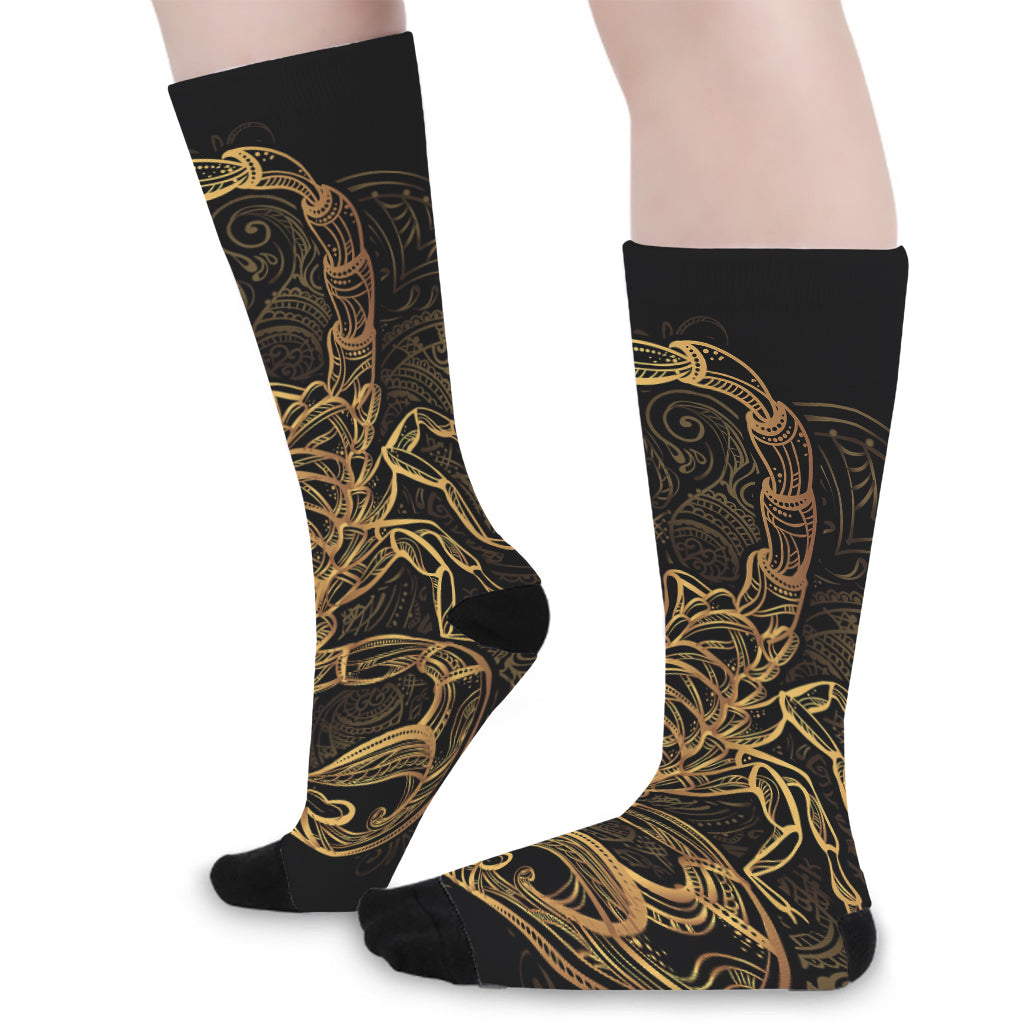 Gold Scorpio Print Long Socks