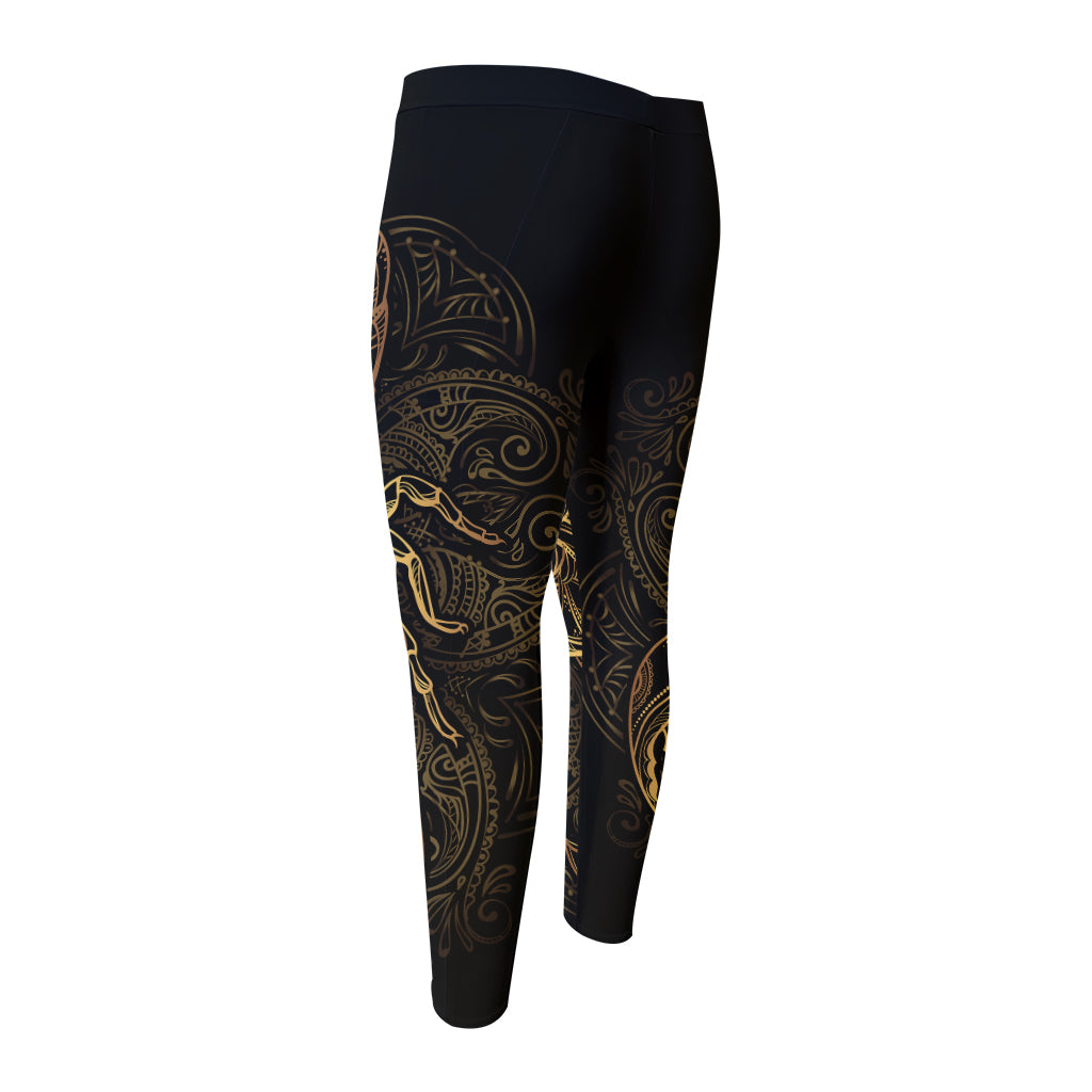 Gold Scorpio Print Men's Compression Pants