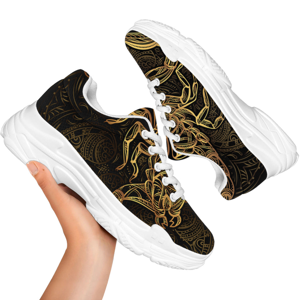 Gold Scorpio Print White Chunky Shoes