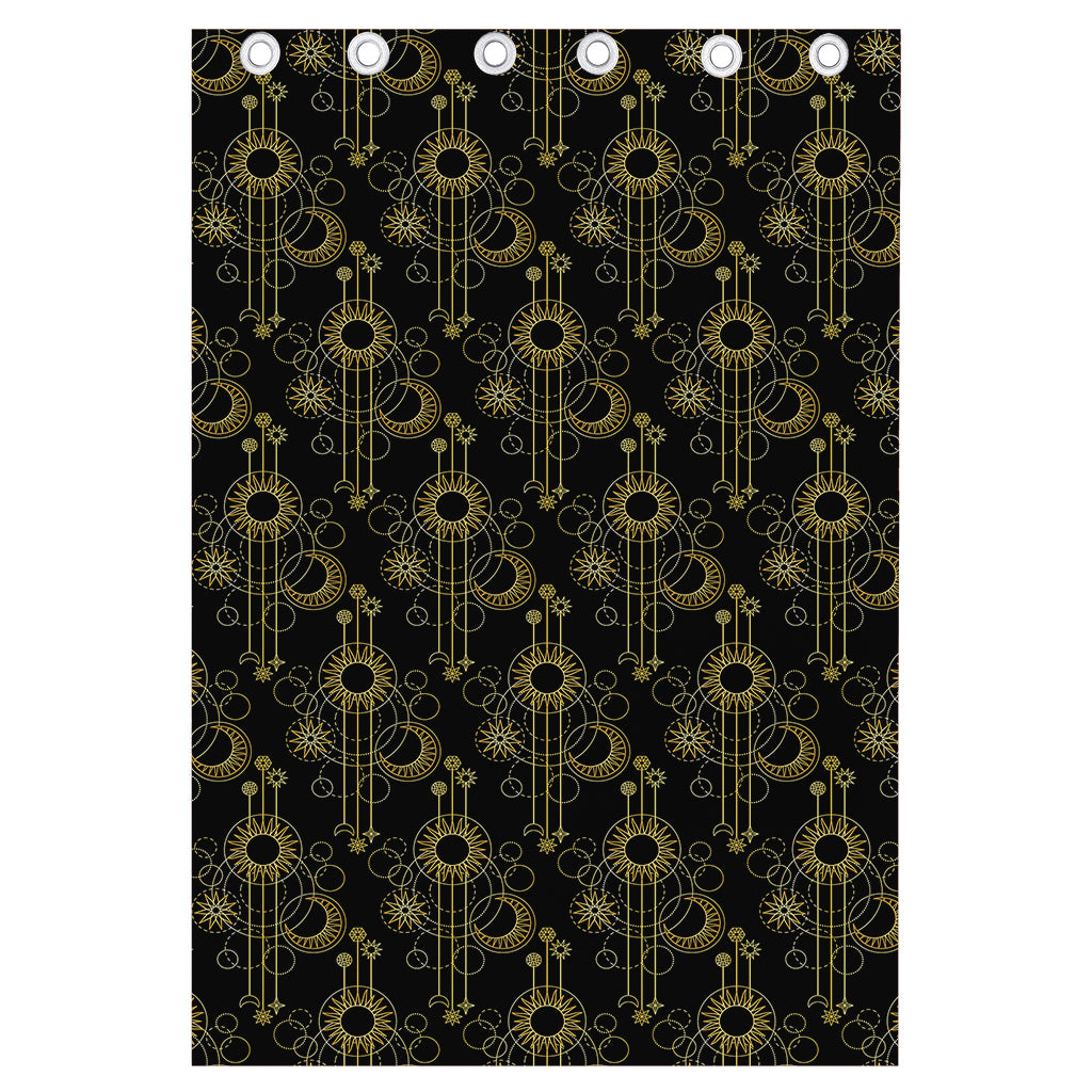 Gold Sun And Moon Pattern Print Curtain