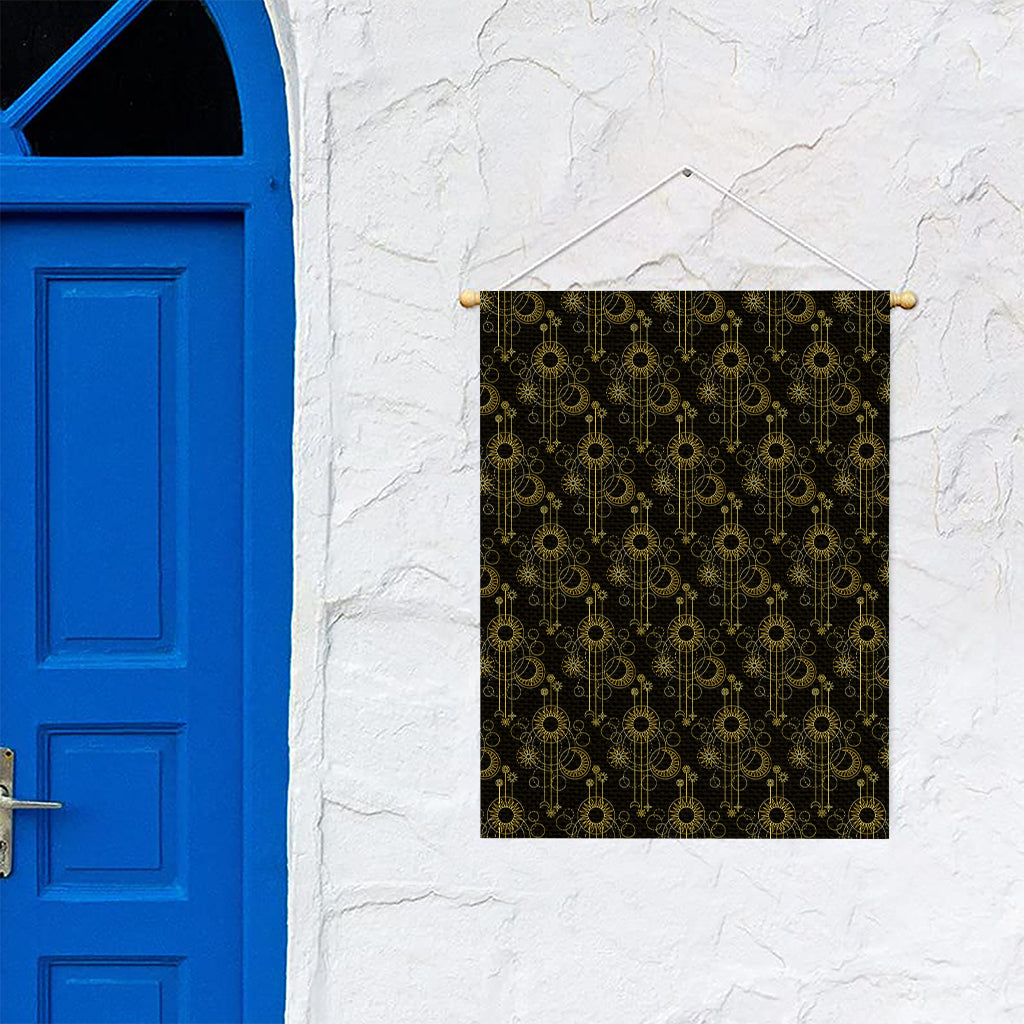 Gold Sun And Moon Pattern Print Garden Flag