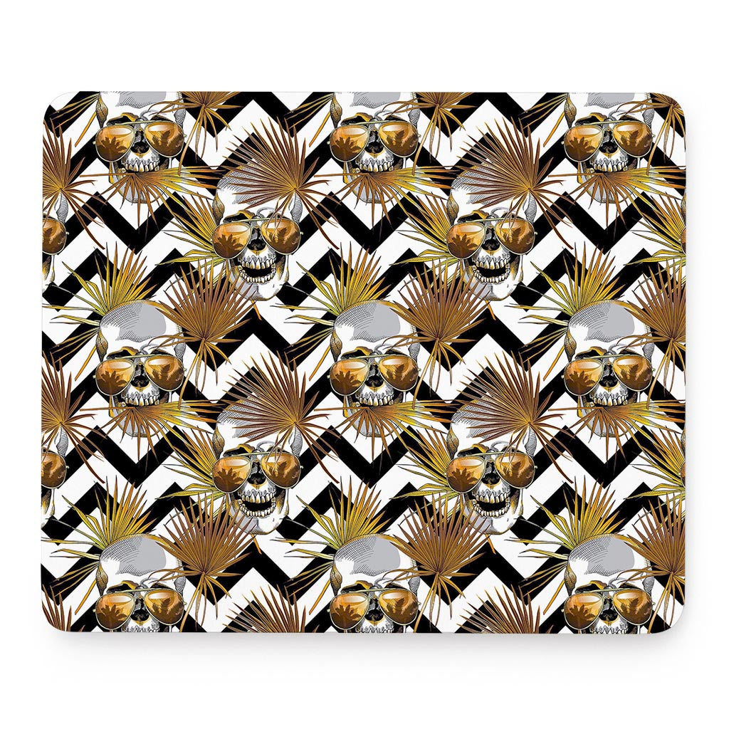 Gold Tropical Skull Pattern Print Mouse Pad