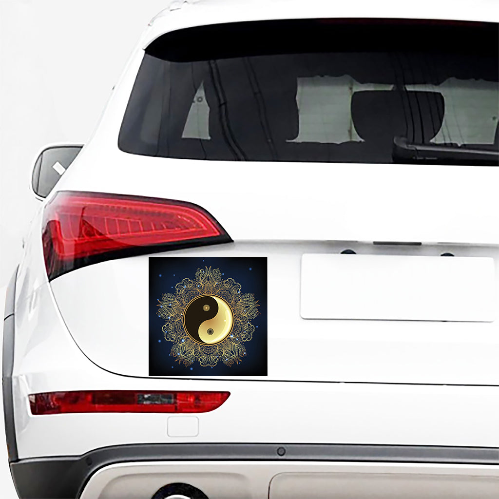 Gold Yin Yang Mandala Print Car Sticker