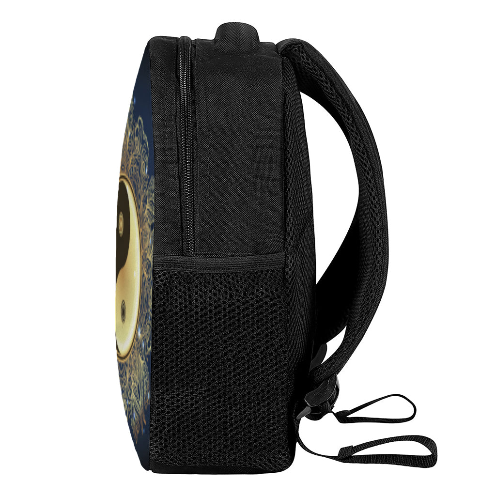 Gold Yin Yang Mandala Print Casual Backpack