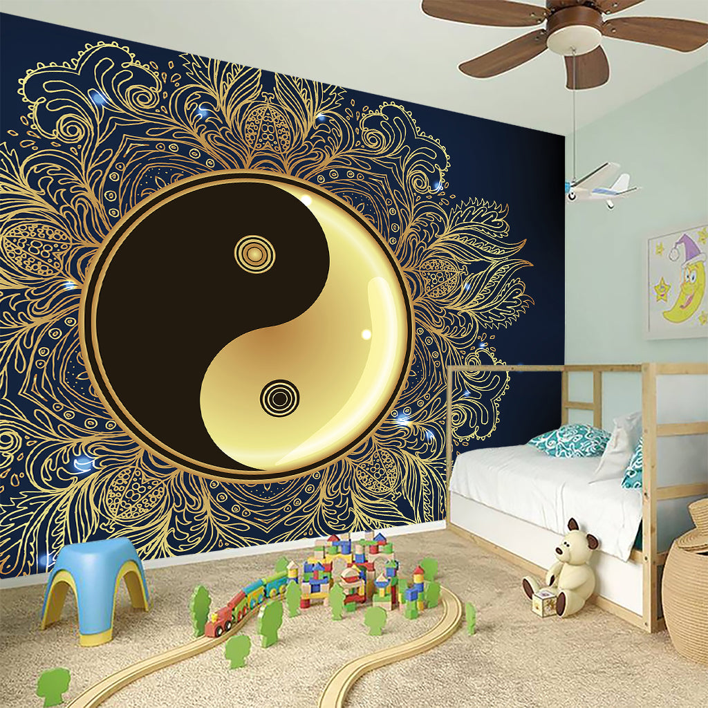 Gold Yin Yang Mandala Print Wall Sticker